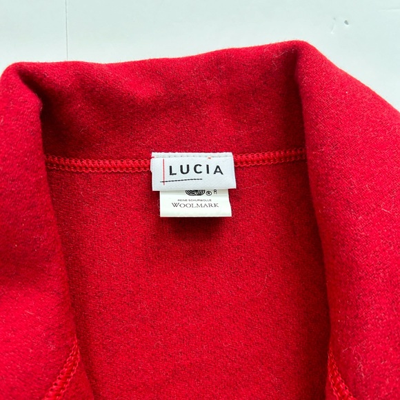 Women’s Lucia Grey 100% New Wool Coat Red Interior and Serged Seams in Size 16 - Picture 13 of 16